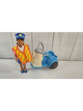 FISHER PRICE DREAM DOLLHOUSE POLICE WOMAN METER MAID SCOOTER CROSSING GUARD VEST